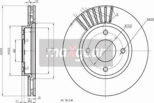 Maxgear 19-3353 - Тормозной диск autospares.lv