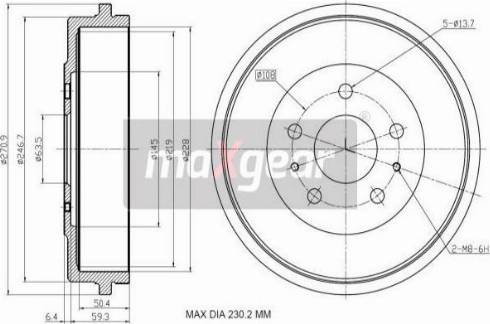 Maxgear 19-3205 - Тормозной барабан autospares.lv