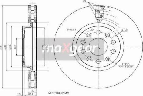 Maxgear 19-3215 - Тормозной диск autospares.lv