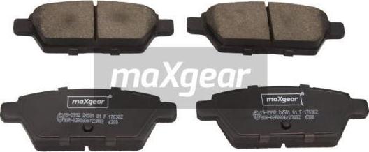 Maxgear 19-2992 - Тормозные колодки, дисковые, комплект autospares.lv