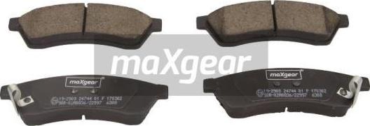 Maxgear 19-2908 - Тормозные колодки, дисковые, комплект autospares.lv