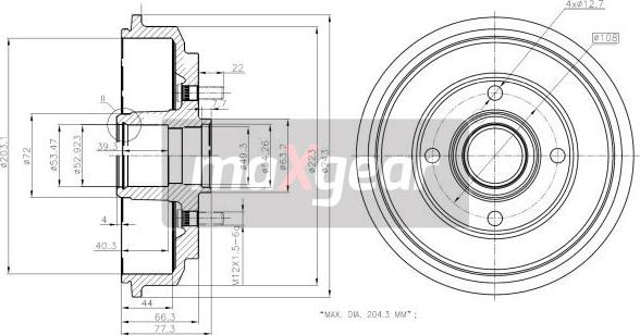 Maxgear 19-2316 - Тормозной барабан autospares.lv