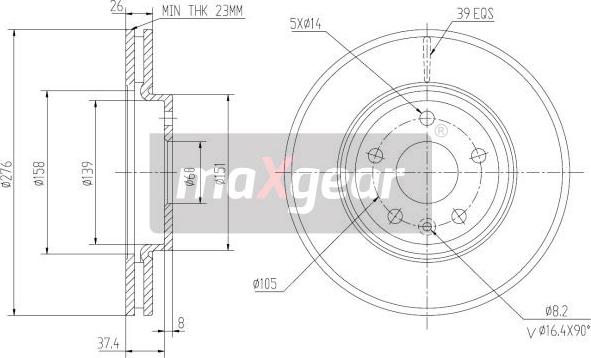 Maxgear 19-2334 - Тормозной диск autospares.lv