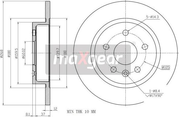 Maxgear 19-2333 - Тормозной диск autospares.lv