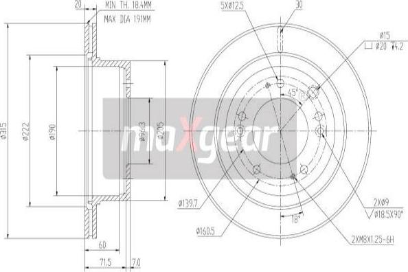 Maxgear 19-2372 - Тормозной диск autospares.lv