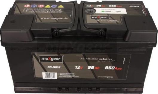 Maxgear 85-0016 - Стартерная аккумуляторная батарея, АКБ autospares.lv