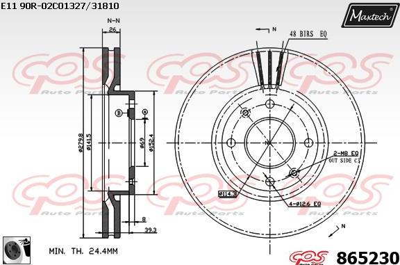 Maxtech 5465233 - Поворотный кулак, подвеска колеса autospares.lv