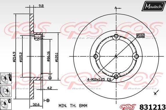 Maxtech 883204 - Тормозной диск autospares.lv