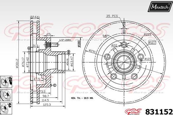 Maxtech 71810016 - Направляющий болт, корпус скобы тормоза autospares.lv