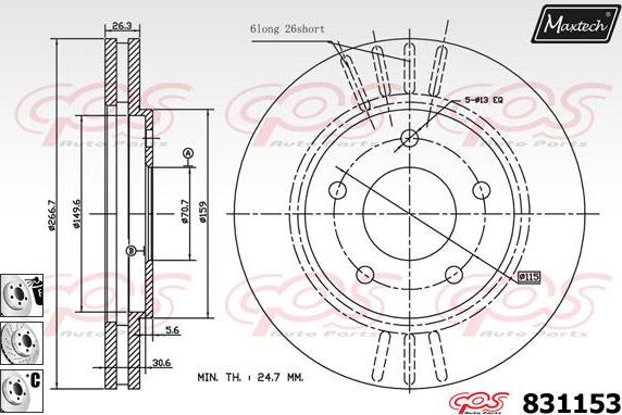 Maxtech 857135 - Тормозной диск autospares.lv