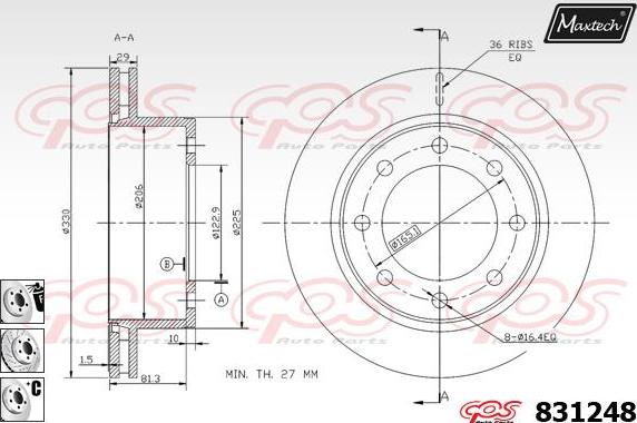 Maxtech 827022 - Тормозной диск autospares.lv