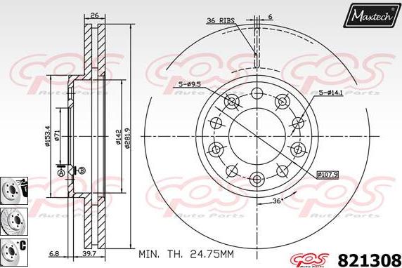 Maxtech 72934027 - Поршень, корпус скобы тормоза autospares.lv