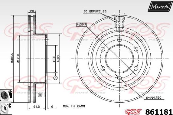 Maxtech 6254000 - Тормозной суппорт autospares.lv