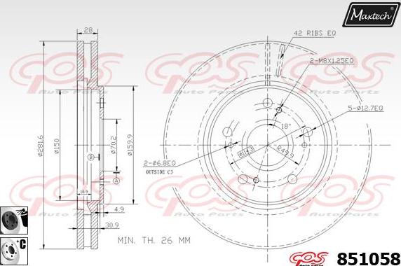 Maxtech 6254001 - Тормозной суппорт autospares.lv