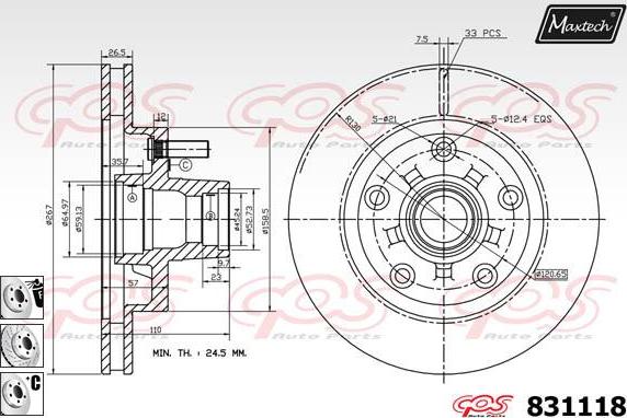 Maxtech 6266201 - Тормозной суппорт autospares.lv