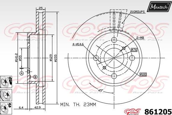 Maxtech 70160044 - Комплект направляющей гильзы, тормозной поршень autospares.lv