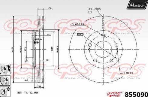 Maxtech 855090.6980 - Тормозной диск autospares.lv