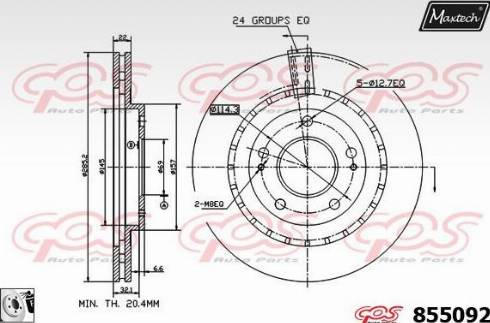 Maxtech 855092.0080 - Тормозной диск autospares.lv