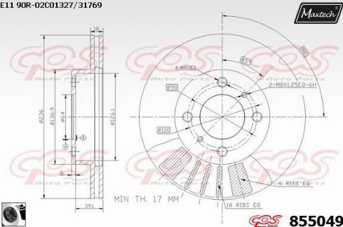 Maxtech 855049.0060 - Тормозной диск autospares.lv