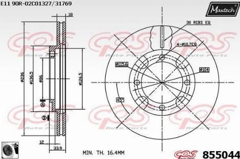 Maxtech 855044.0060 - Тормозной диск autospares.lv