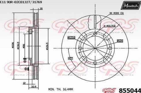 Maxtech 855044.0000 - Тормозной диск autospares.lv