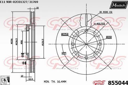 Maxtech 855044.0080 - Тормозной диск autospares.lv