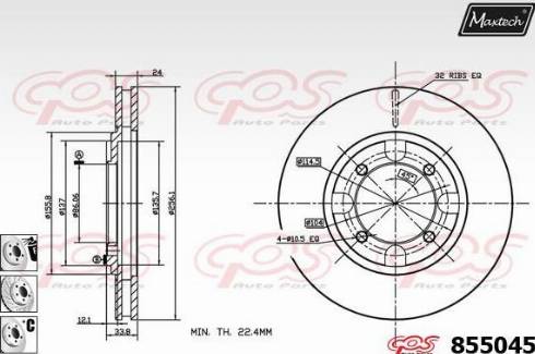 Maxtech 855045.6980 - Тормозной диск autospares.lv