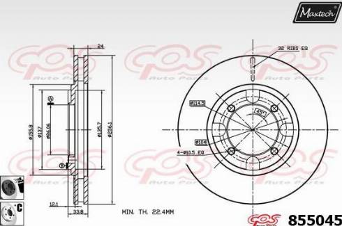 Maxtech 855045.6060 - Тормозной диск autospares.lv