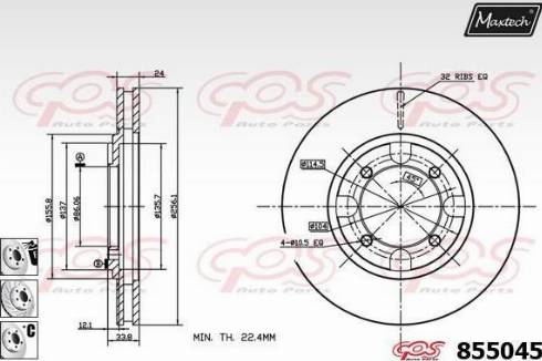 Maxtech 855045.6880 - Тормозной диск autospares.lv