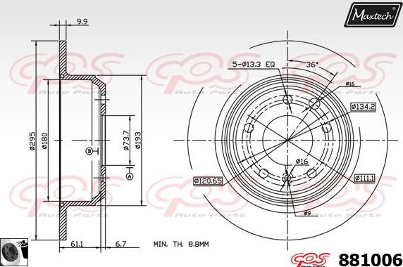 Maxtech 855045 - Тормозной диск autospares.lv