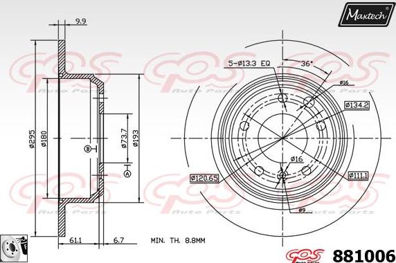 Maxtech 855046 - Тормозной диск autospares.lv