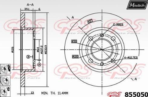 Maxtech 855050.6880 - Тормозной диск autospares.lv