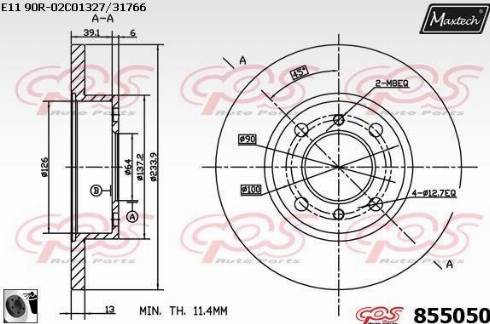 Maxtech 855050.0060 - Тормозной диск autospares.lv