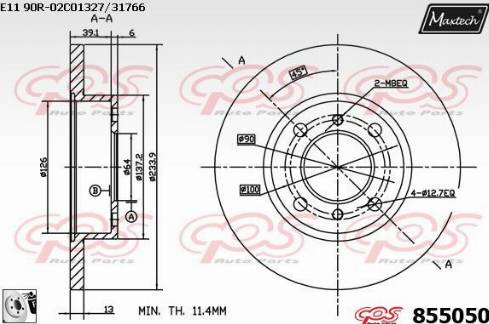 Maxtech 855050.0080 - Тормозной диск autospares.lv