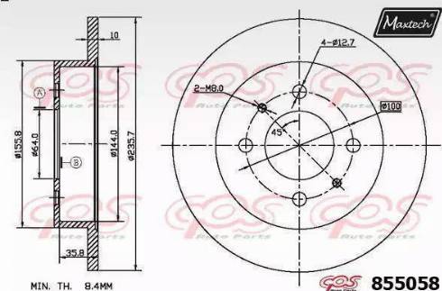 Maxtech 855058.6060 - Тормозной диск autospares.lv