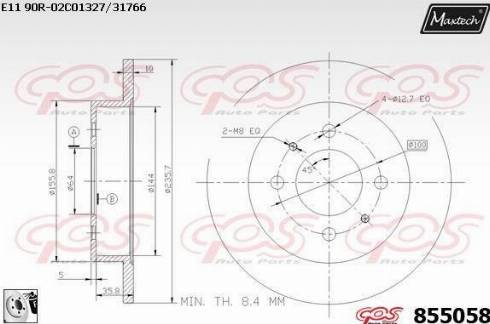 Maxtech 855058.0080 - Тормозной диск autospares.lv