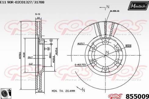 Maxtech 855009.0060 - Тормозной диск autospares.lv