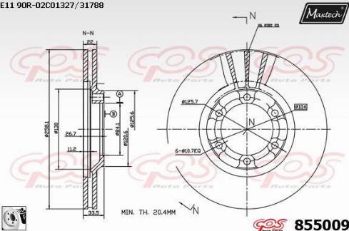 Maxtech 855009.0080 - Тормозной диск autospares.lv