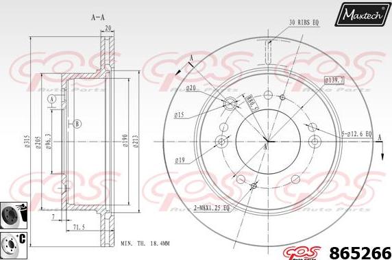 Maxtech 855009 - Тормозной диск autospares.lv