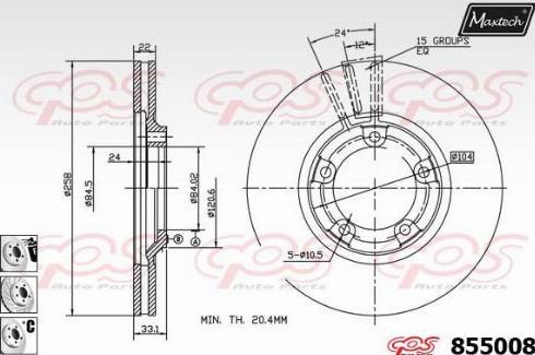 Maxtech 855008.6880 - Тормозной диск autospares.lv