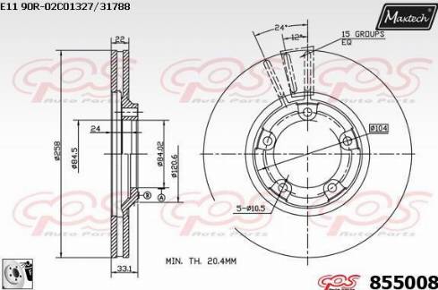 Maxtech 855008.0080 - Тормозной диск autospares.lv