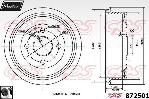 Maxtech 855008 - Тормозной диск autospares.lv