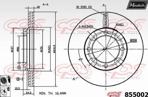 Maxtech 855002.6060 - Тормозной диск autospares.lv