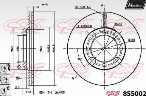 Maxtech 855002.6880 - Тормозной диск autospares.lv