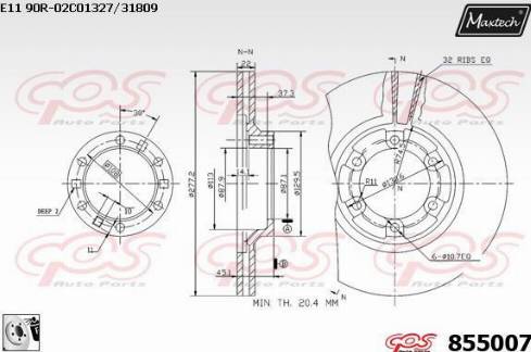 Maxtech 855007.0080 - Тормозной диск autospares.lv