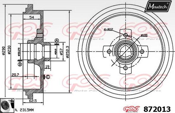 Maxtech 855007 - Тормозной диск autospares.lv