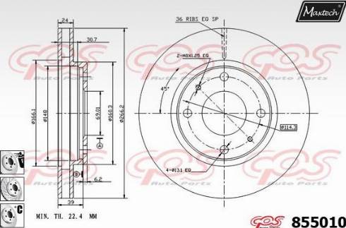 Maxtech 855010.6880 - Тормозной диск autospares.lv