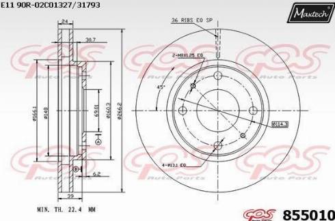 Maxtech 855010.0000 - Тормозной диск autospares.lv