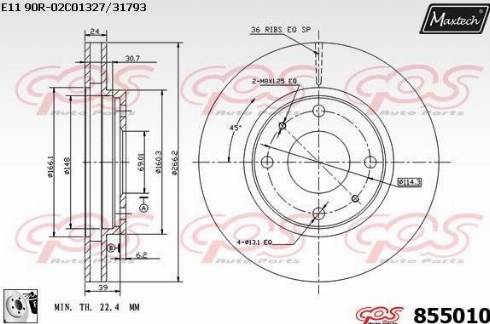 Maxtech 855010.0080 - Тормозной диск autospares.lv