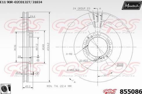 Maxtech 855086.0060 - Тормозной диск autospares.lv